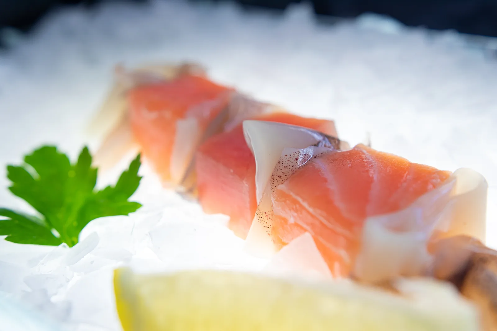 Professional seafood assortment displayed on ice